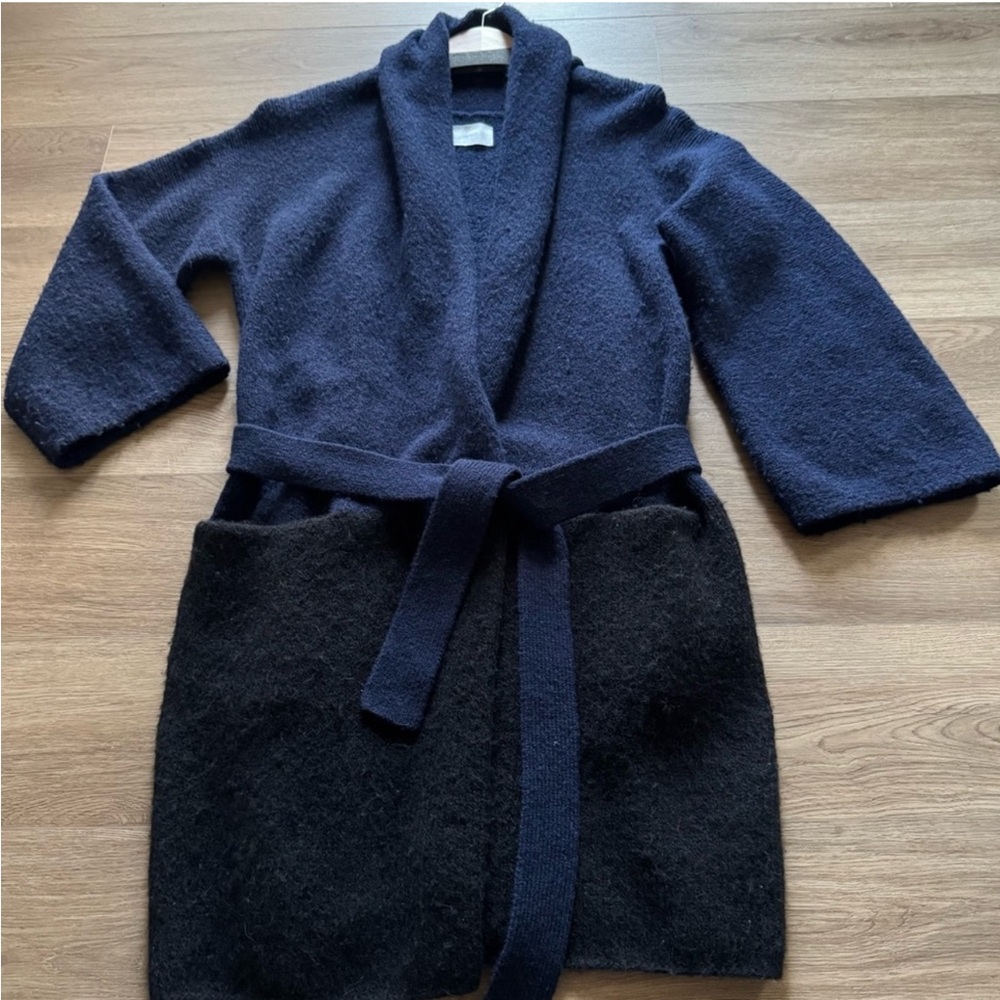 Zadig & Voltaire Belted Colorblock Cardigan Mia in Navy & Black Sz XS/S